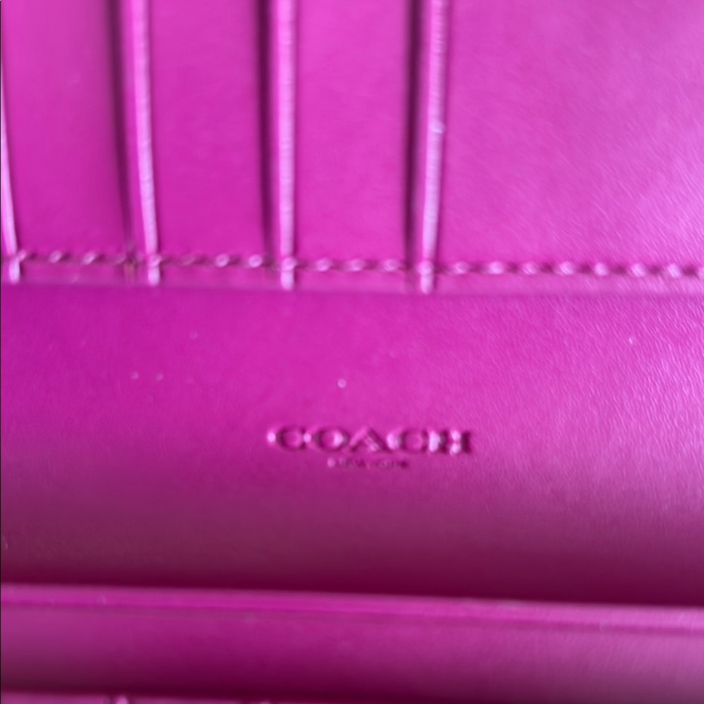 Coach Smooth Leather Fuchsia Women's Wallet - Picture 12 of 16